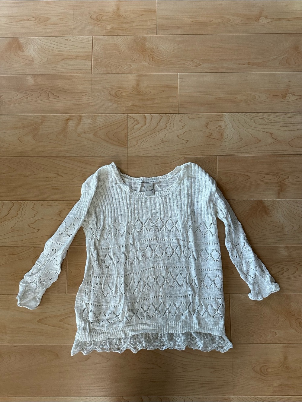 🌺 2/$20 American Rag Open-Knit White Sweater Top small